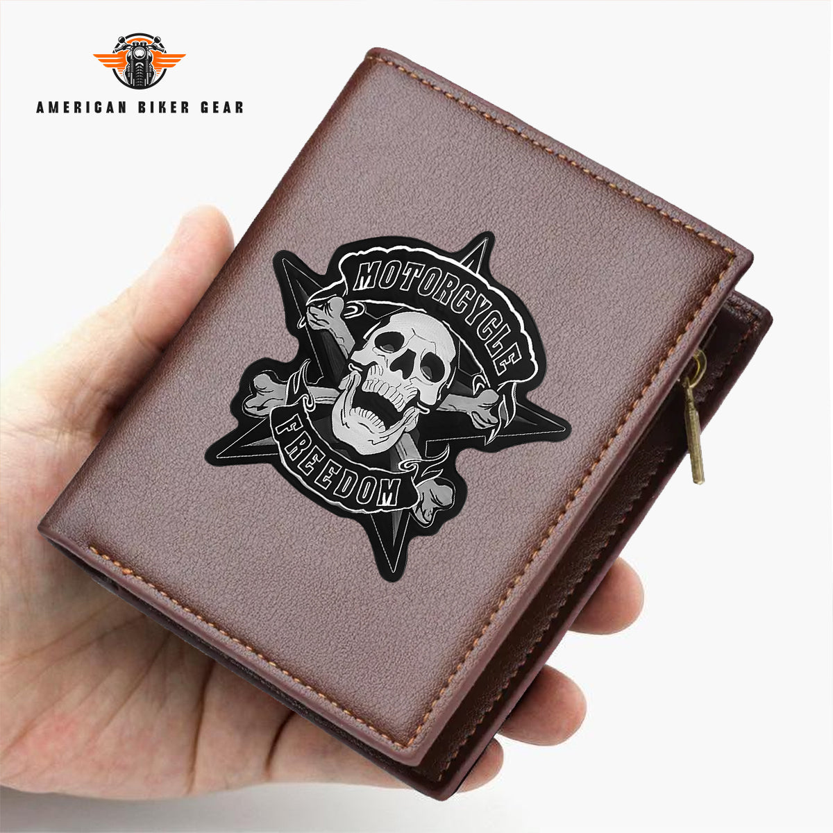 Biker Personalized Men’s Slim Vertical Leather Wallet TN02
