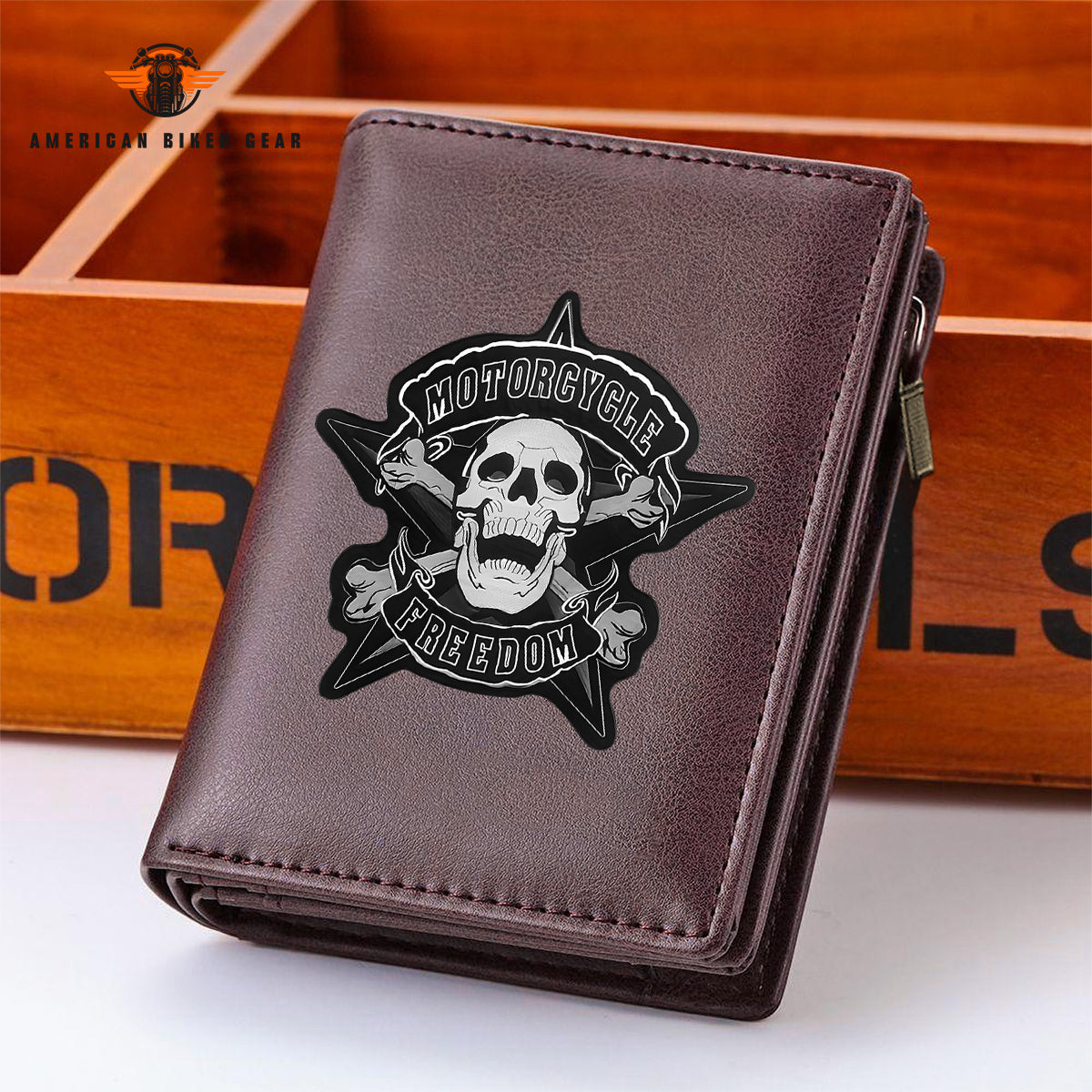 Biker Personalized Men’s Slim Vertical Leather Wallet TN02