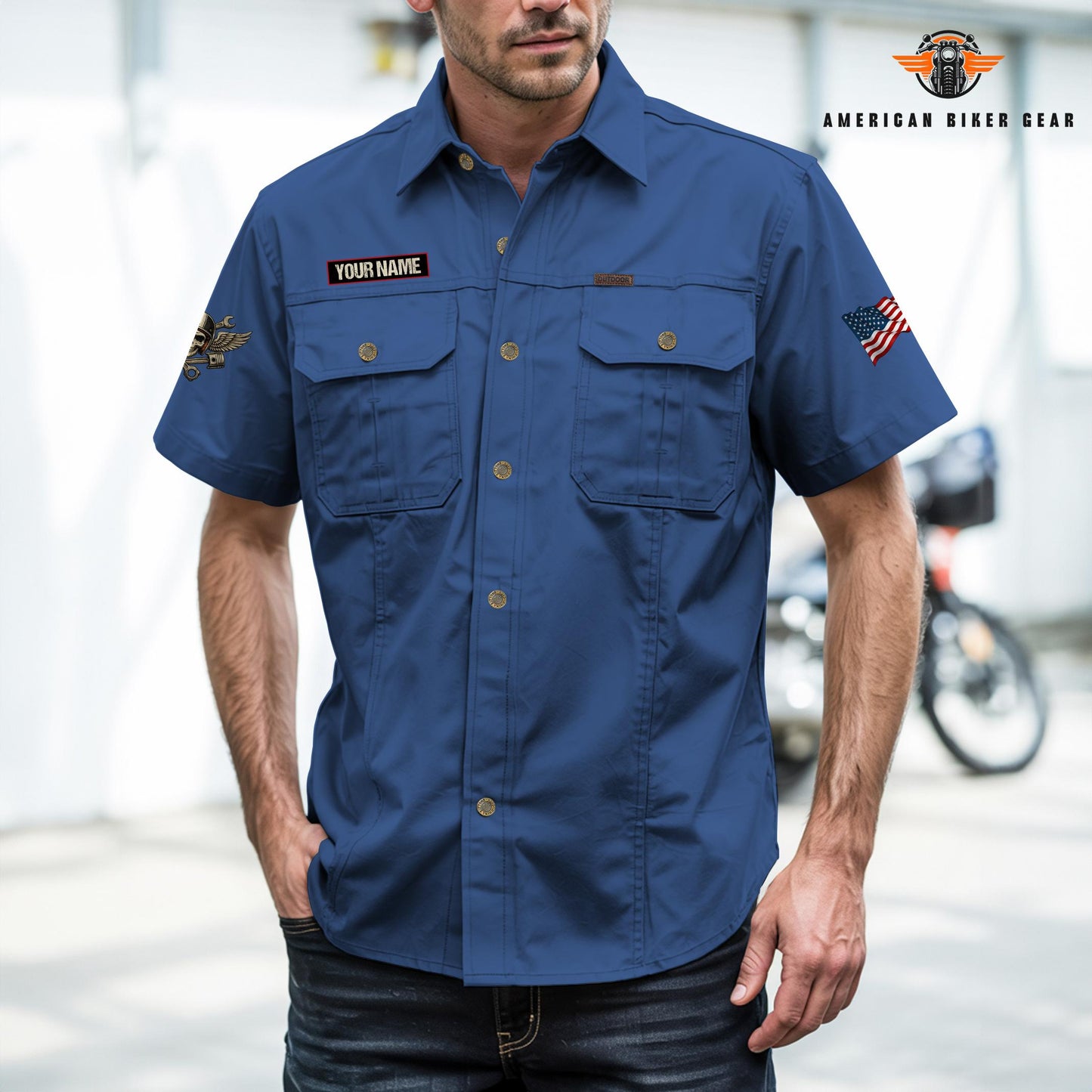 Biker Personalized Short Sleeve Cargo Shirt TP01
