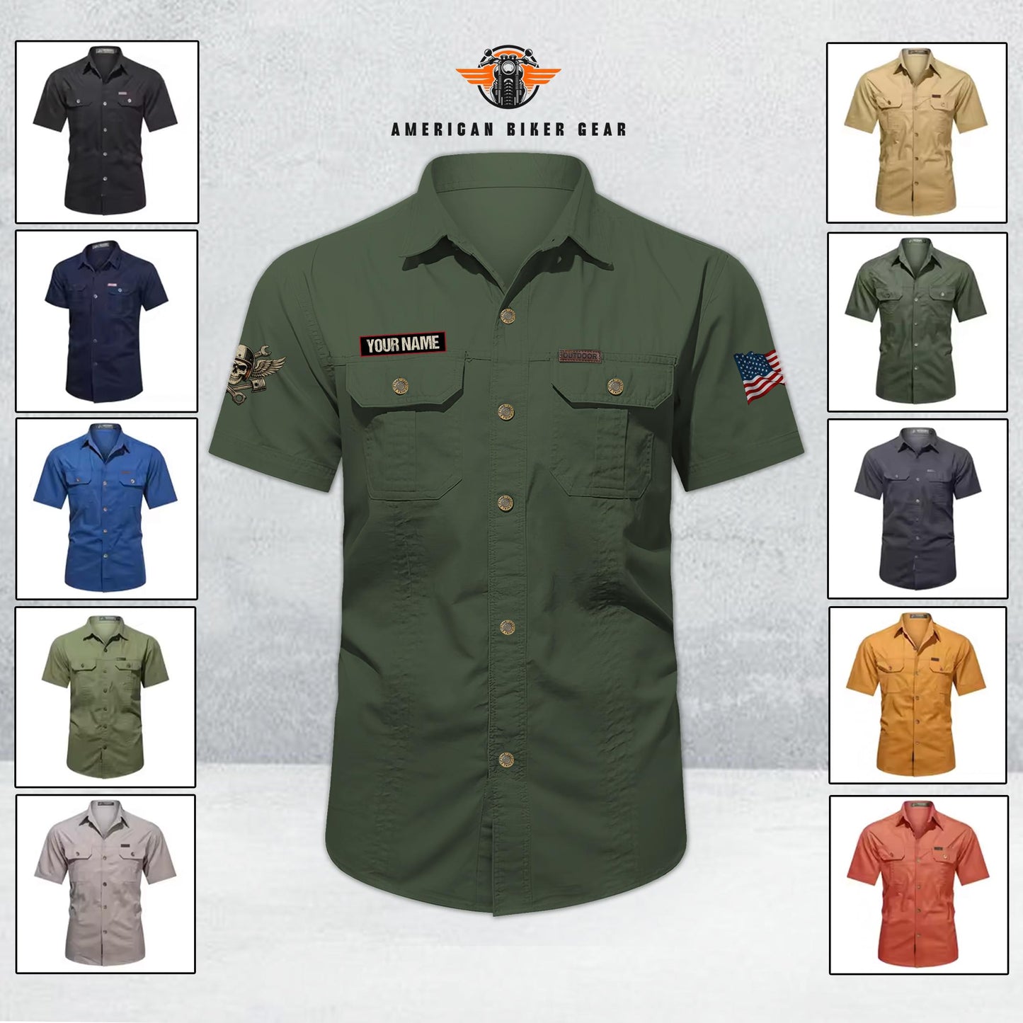 Biker Personalized Short Sleeve Cargo Shirt TP01