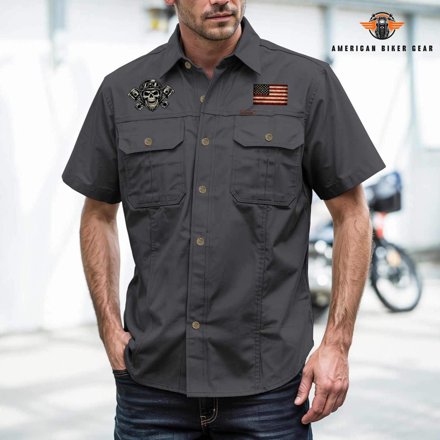 Biker Personalized Short Sleeve Cargo Shirt TP02