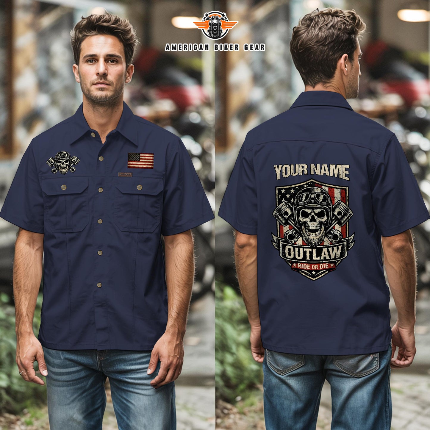 Biker Personalized Short Sleeve Cargo Shirt TP02