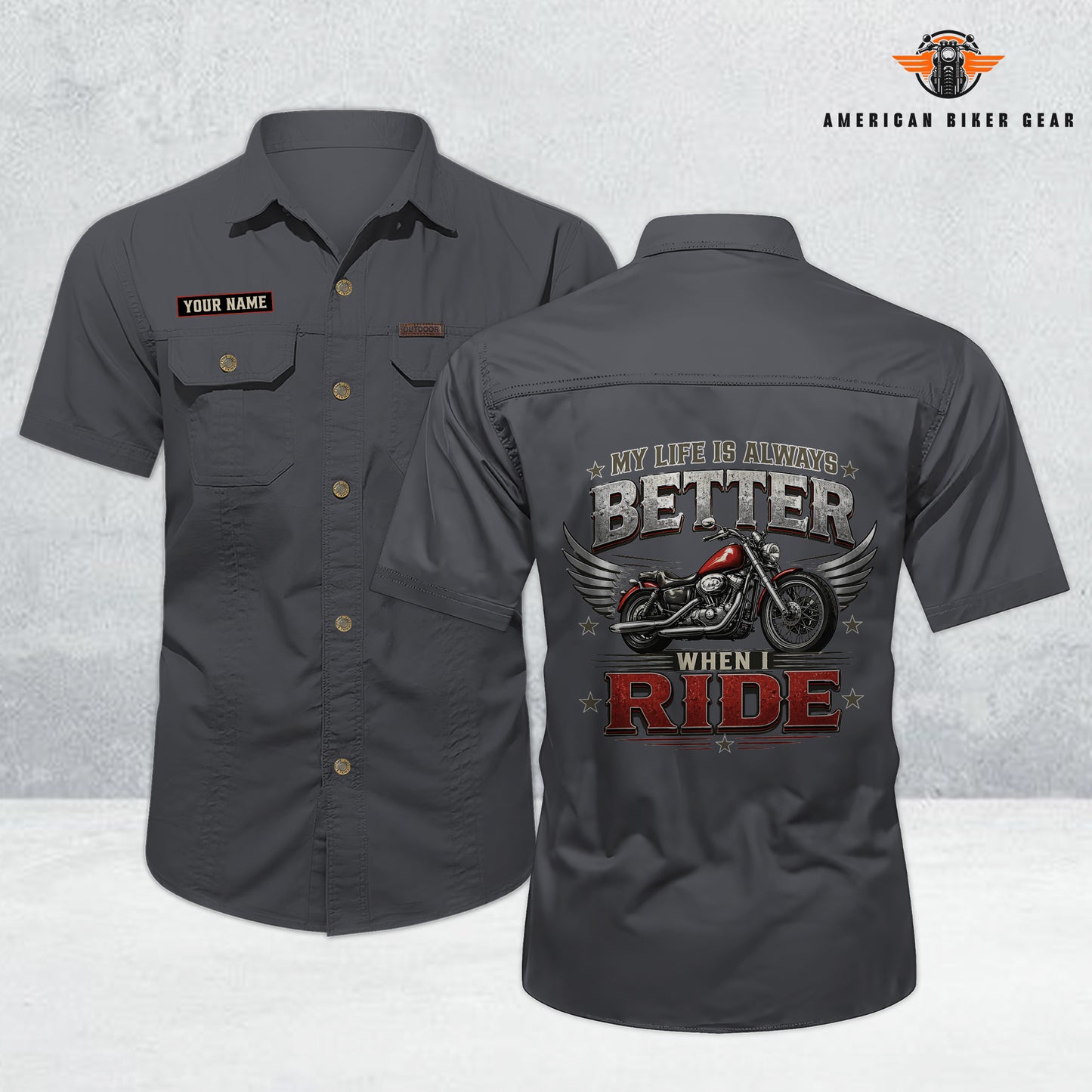 Biker Men’s Short Sleeve Cargo Shirt New 2026 TP03