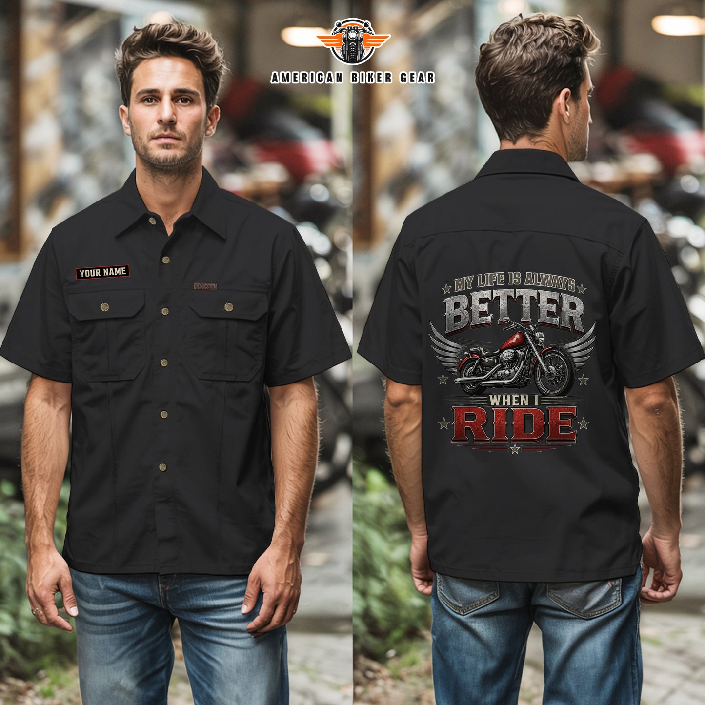Biker Men’s Short Sleeve Cargo Shirt New 2026 TP03