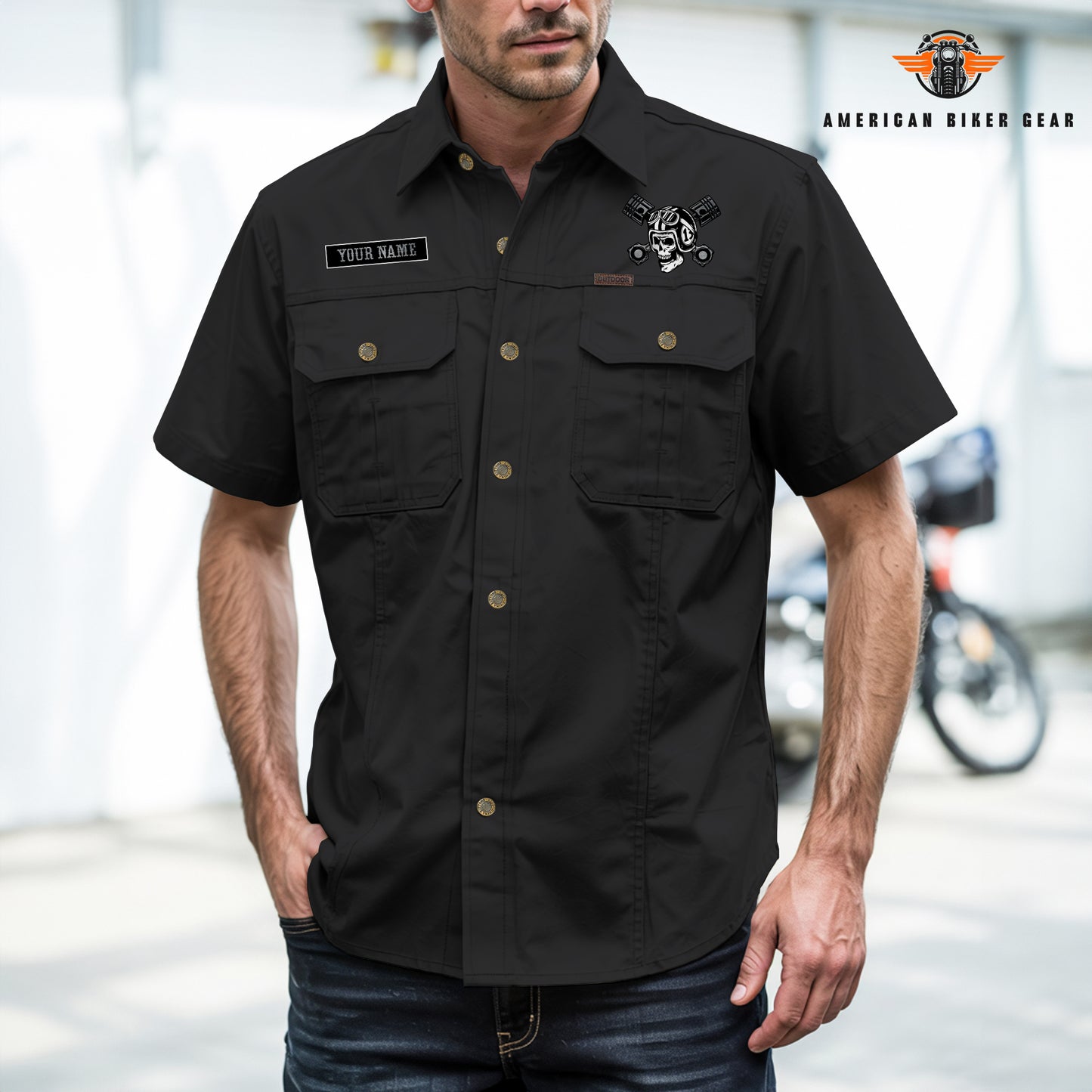Laconia Biker Personalized Men’s Short Sleeve Cargo Shirt TP12