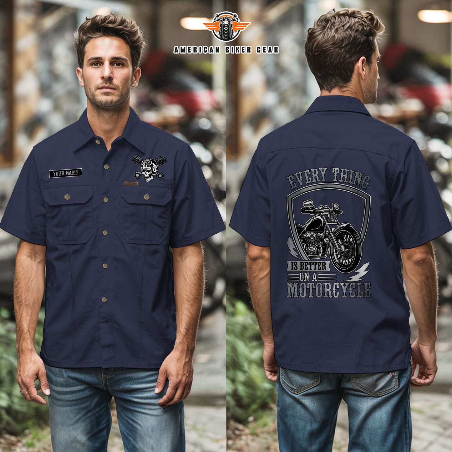 Laconia Biker Personalized Men’s Short Sleeve Cargo Shirt TP12