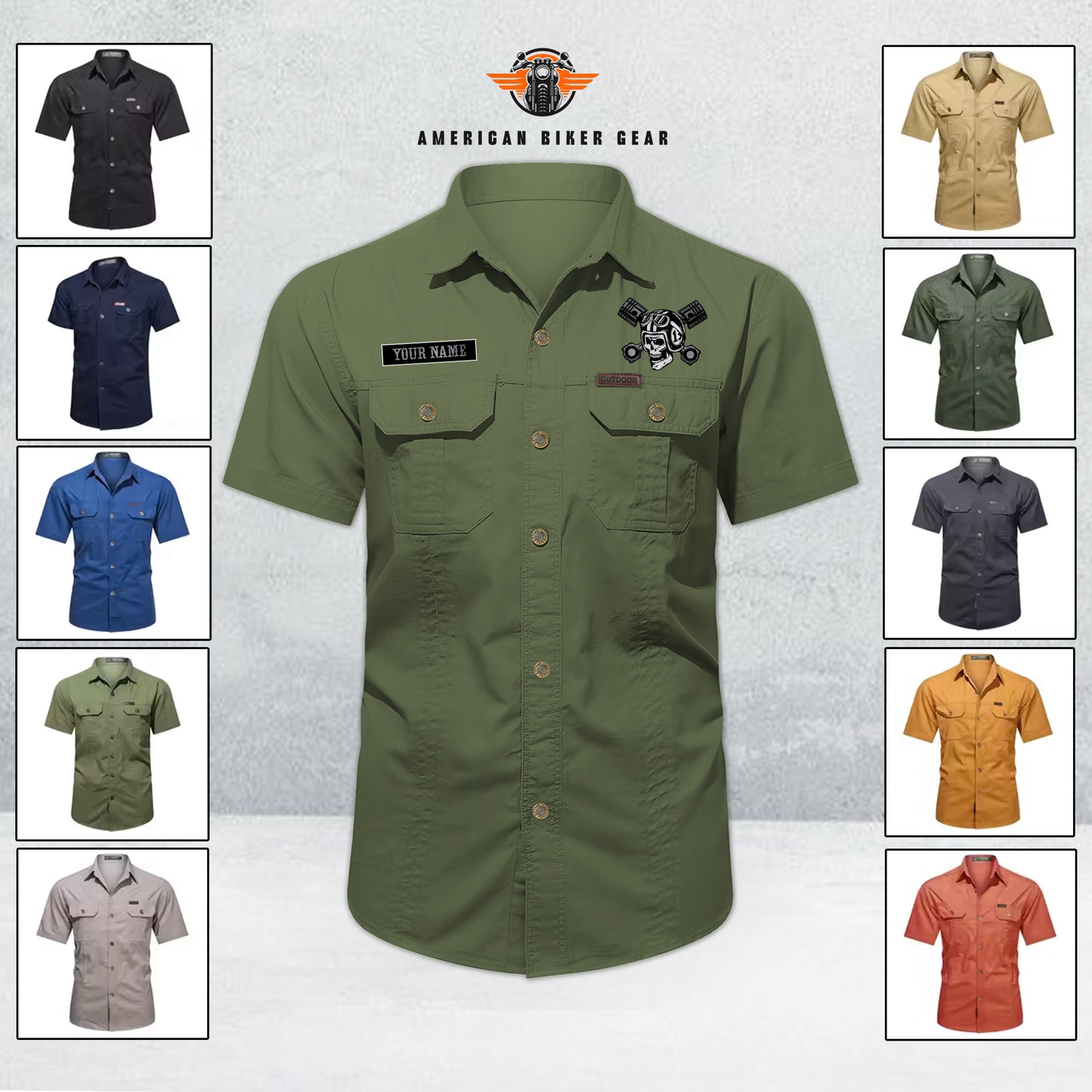 Laconia Biker Personalized Men’s Short Sleeve Cargo Shirt TP12