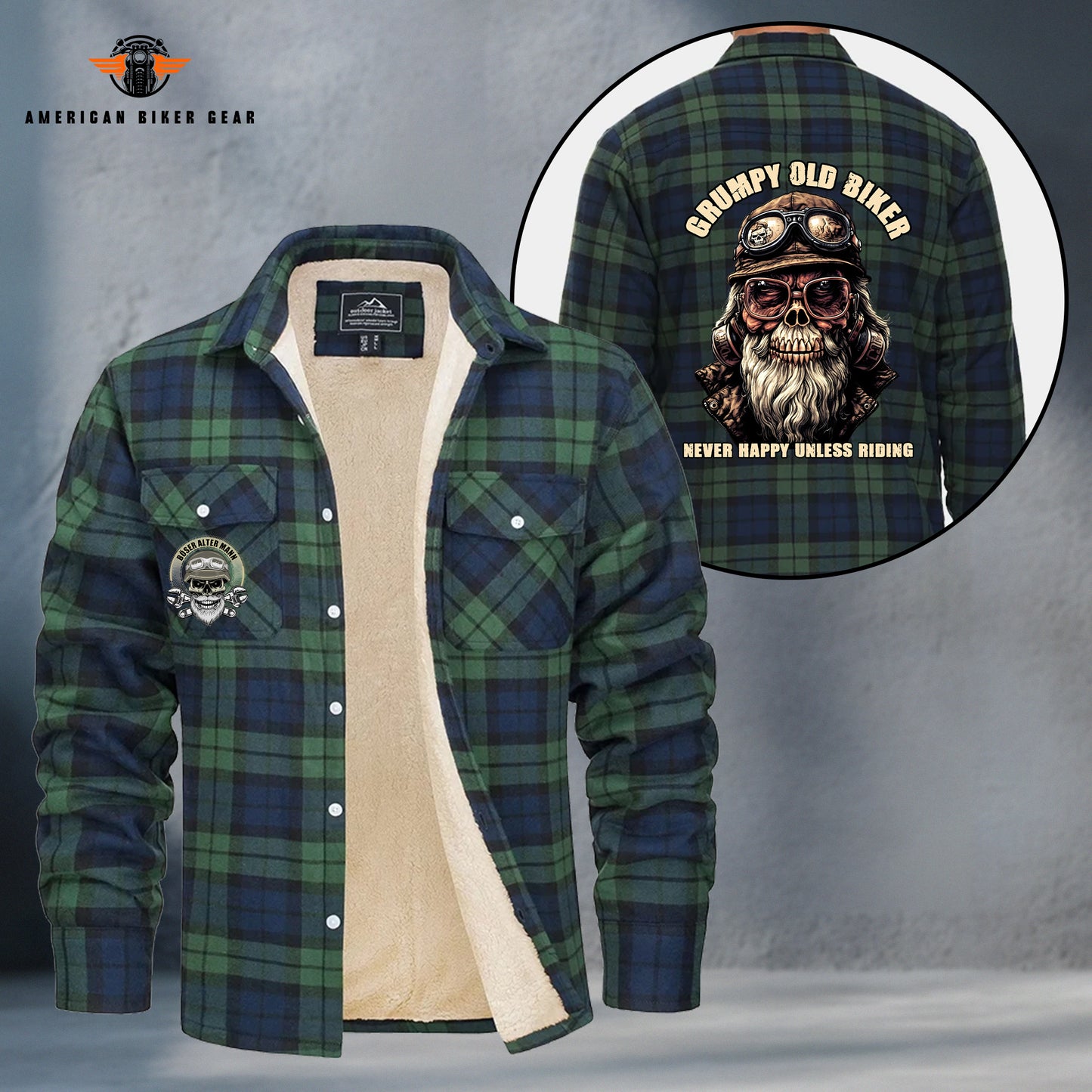 Grumpy Old Biker Fleece Flannel TP06