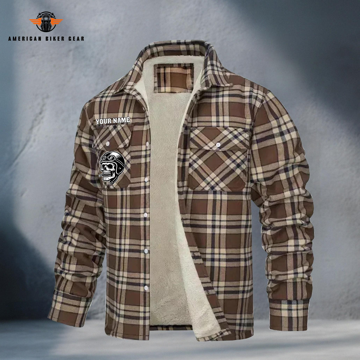 Skeleton Motorcycle Rider Personalized Fleece Flannel Plaid Jacket TP19