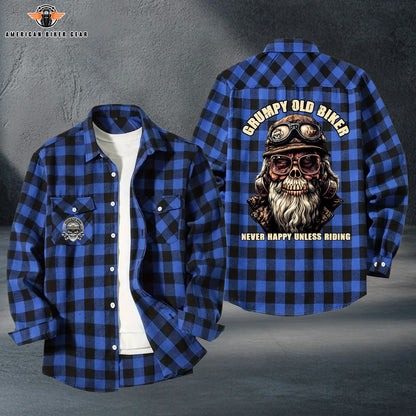 Grumpy Old Biker Personalized Casual Flannel Long Sleeve Shirt TP01