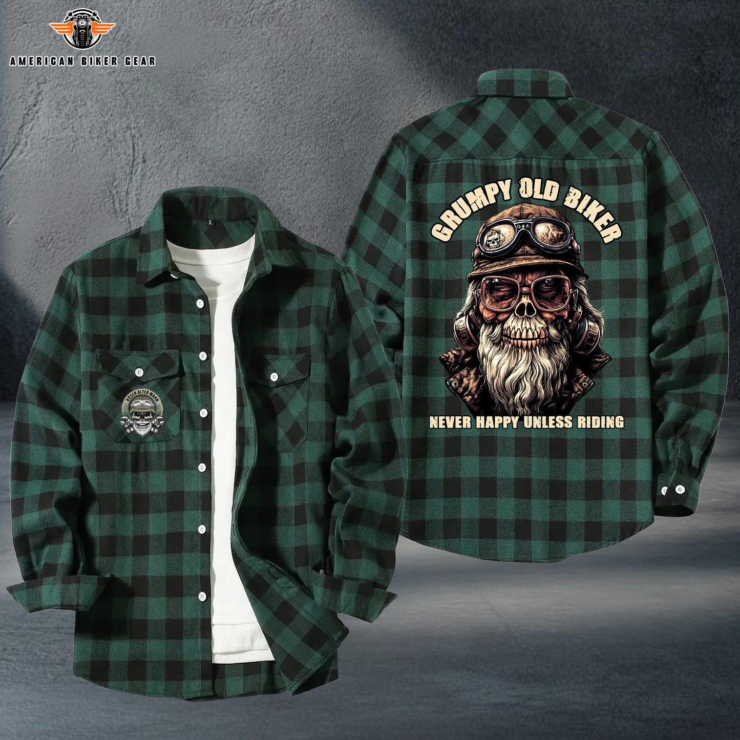 Grumpy Old Biker Personalized Casual Flannel Long Sleeve Shirt TP01