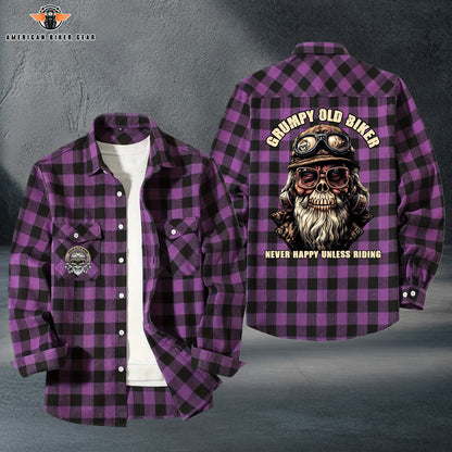 Grumpy Old Biker Personalized Casual Flannel Long Sleeve Shirt TP01