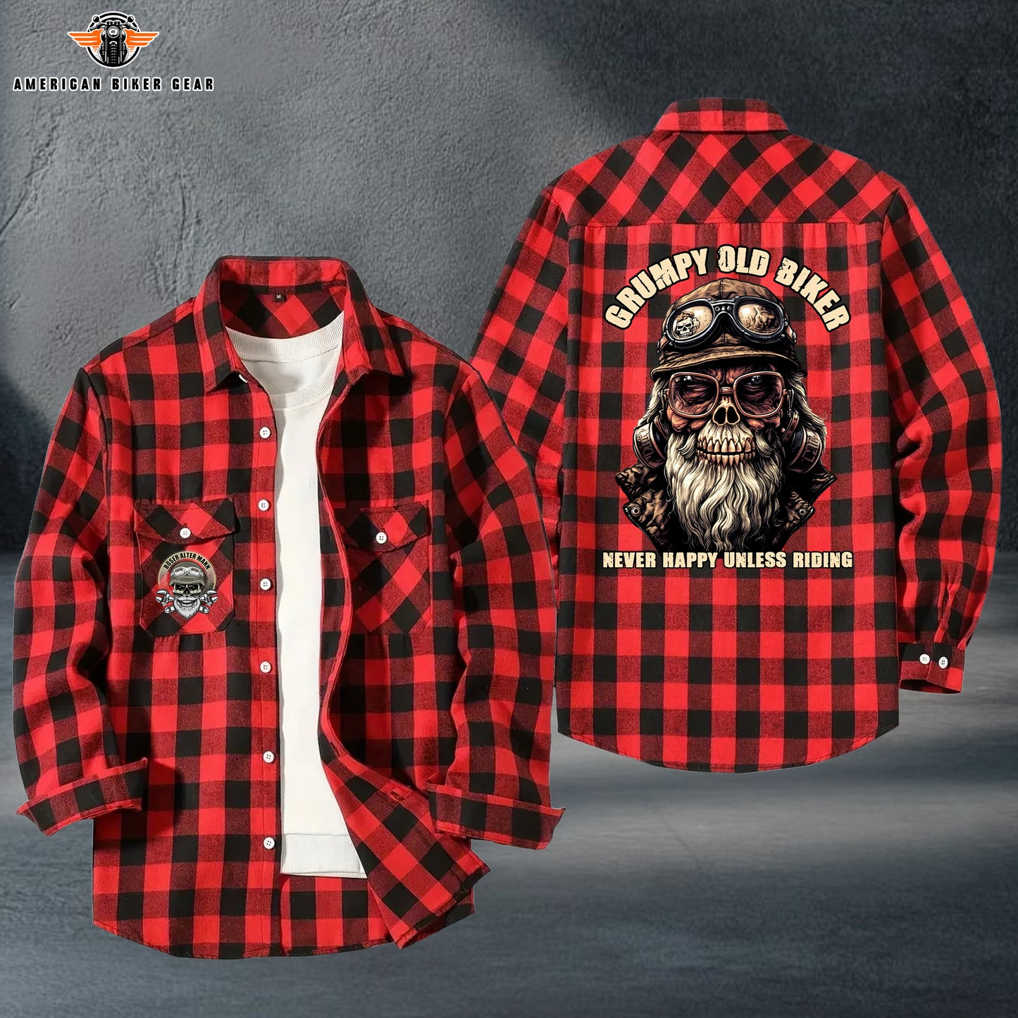 Grumpy Old Biker Personalized Casual Flannel Long Sleeve Shirt TP01