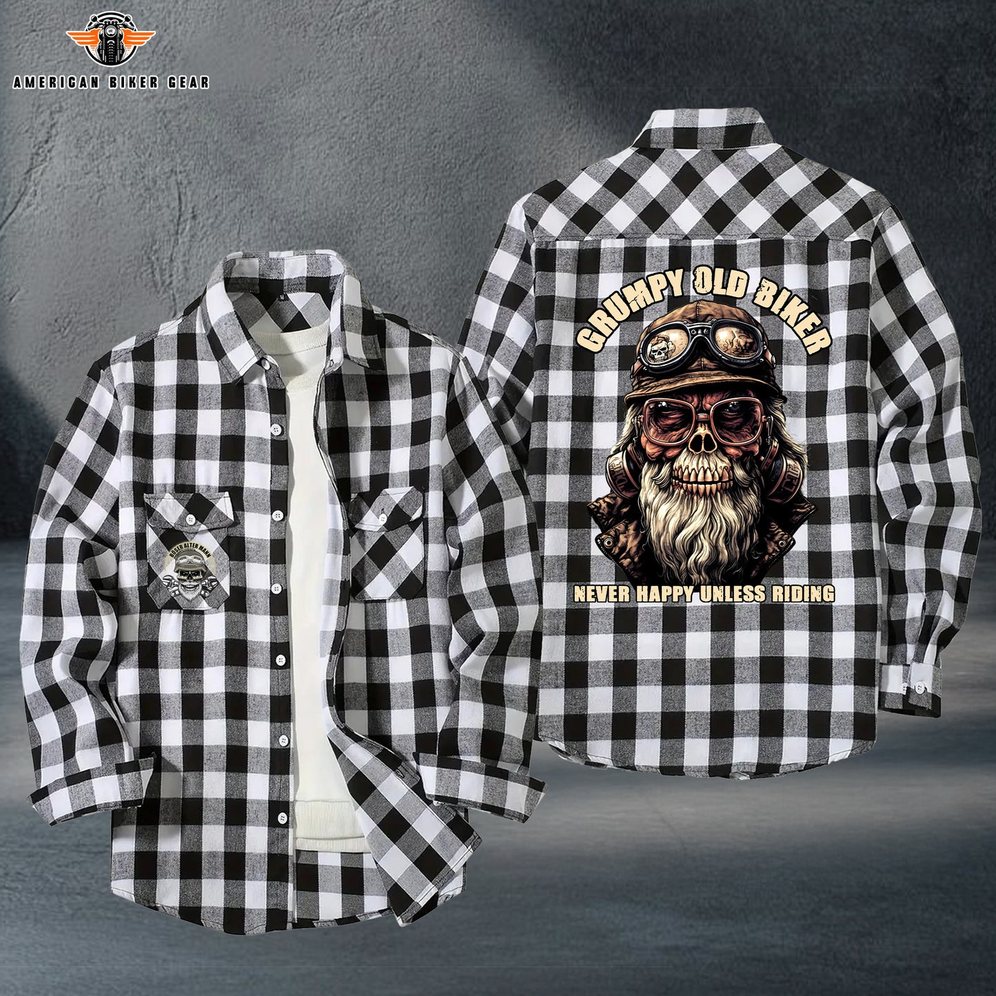 Grumpy Old Biker Personalized Casual Flannel Long Sleeve Shirt TP01