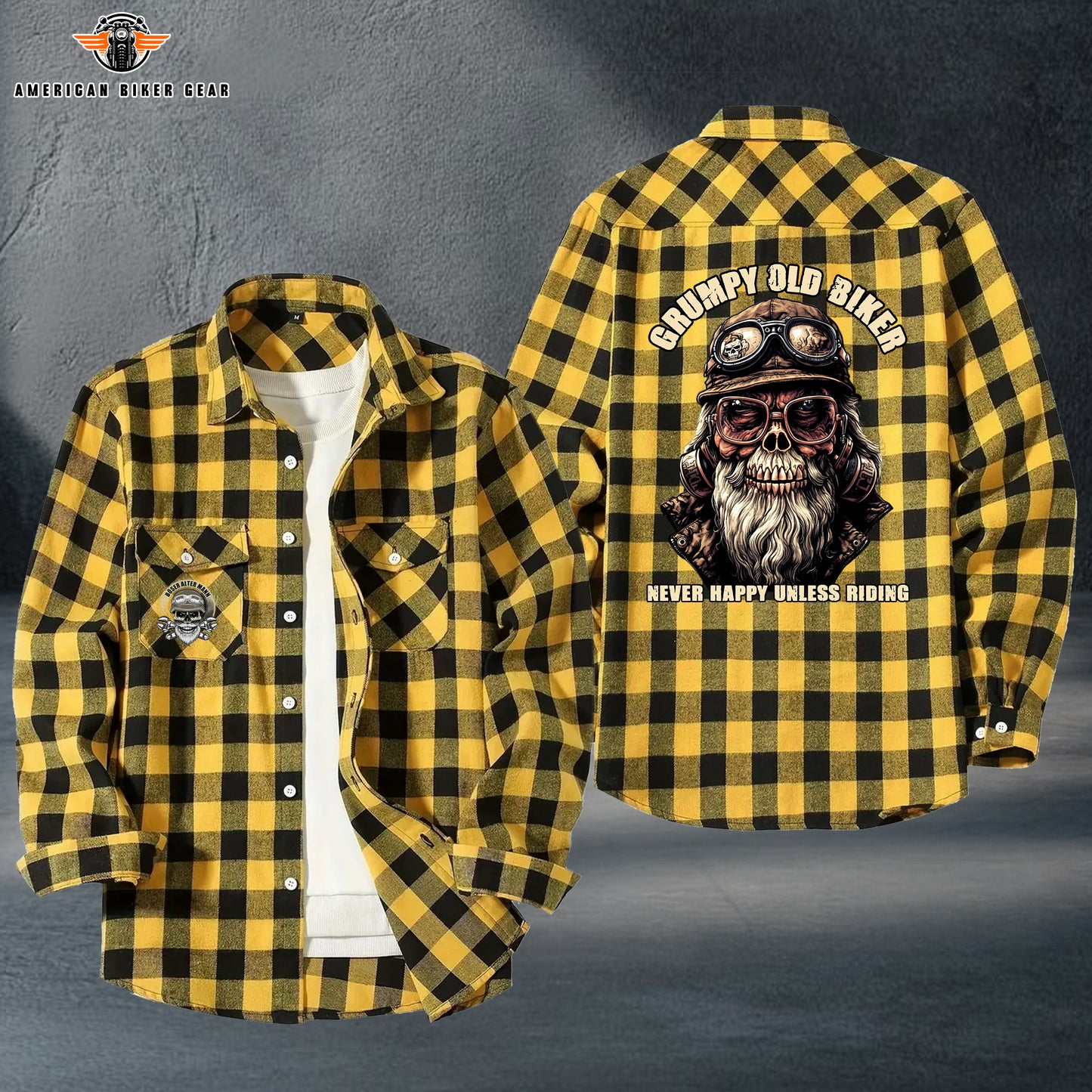 Grumpy Old Biker Personalized Casual Flannel Long Sleeve Shirt TP01