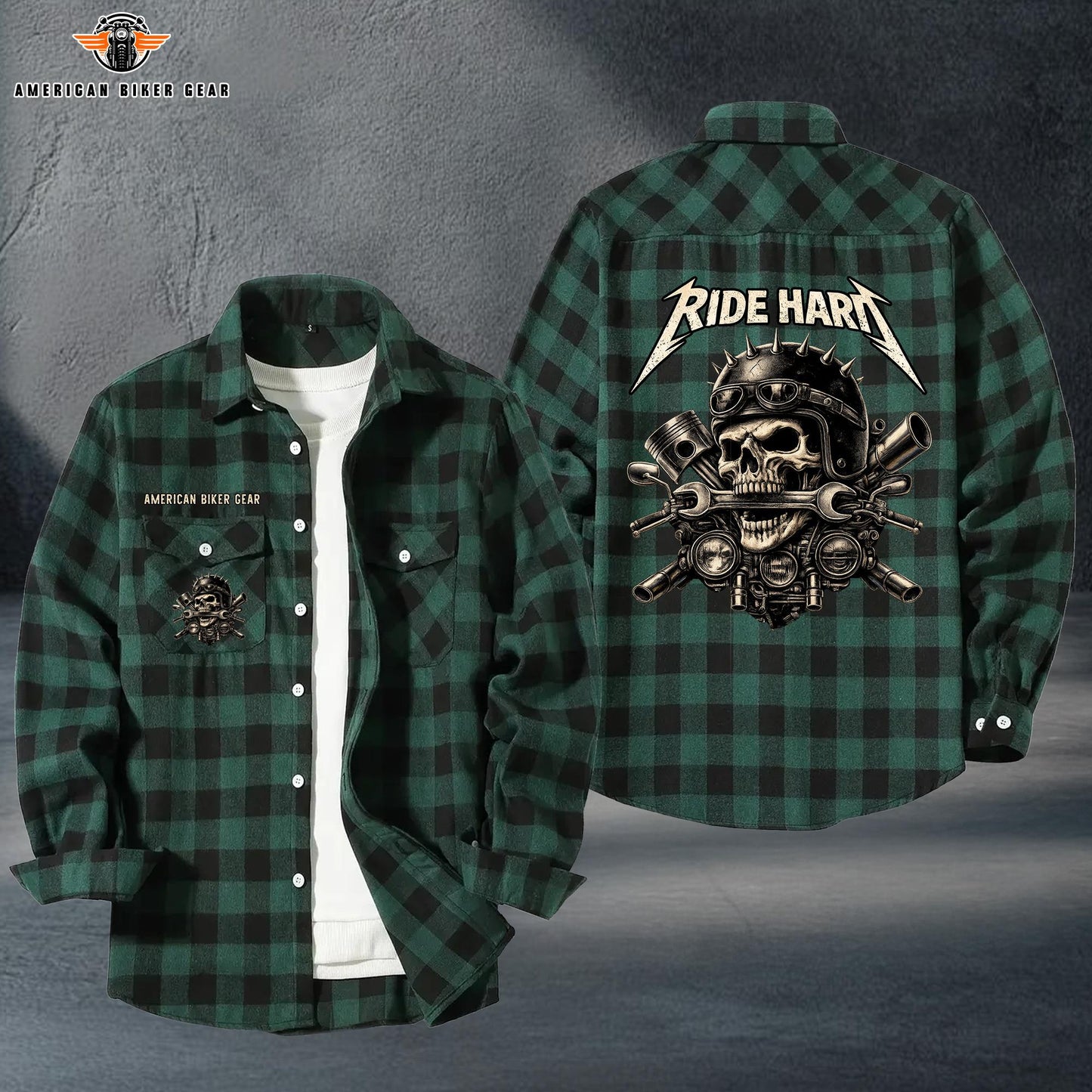 Biker Personalized Casual Flannel Long Sleeve Shirt TP02