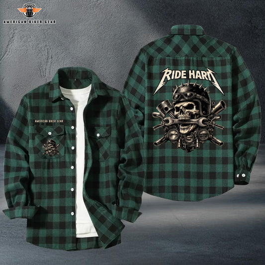 Biker Personalized Casual Flannel Long Sleeve Shirt TP02