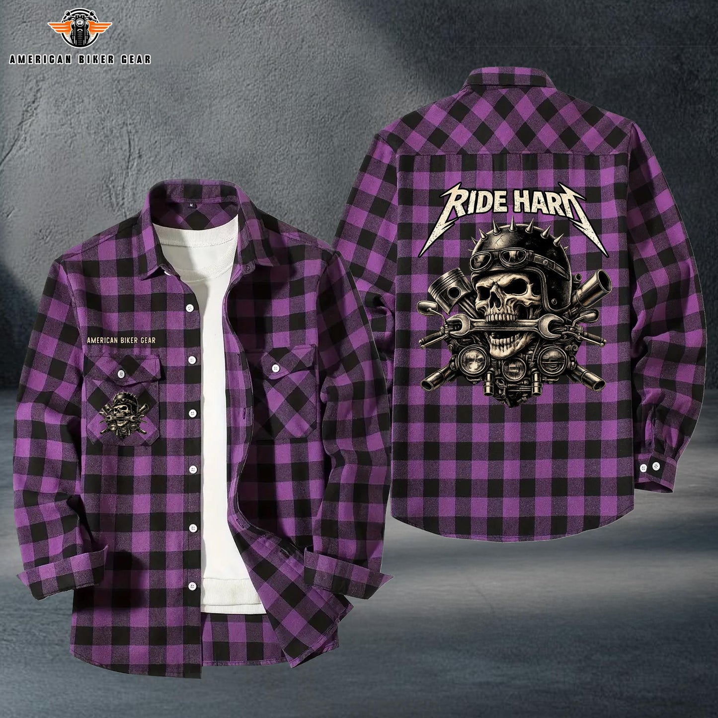 Biker Personalized Casual Flannel Long Sleeve Shirt TP02