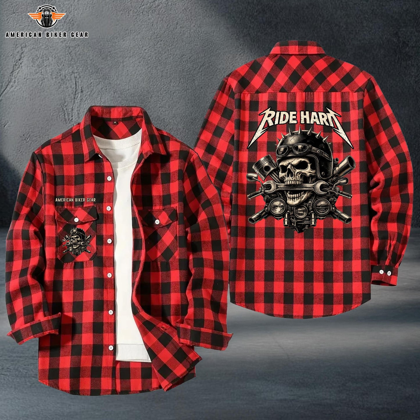 Biker Personalized Casual Flannel Long Sleeve Shirt TP02