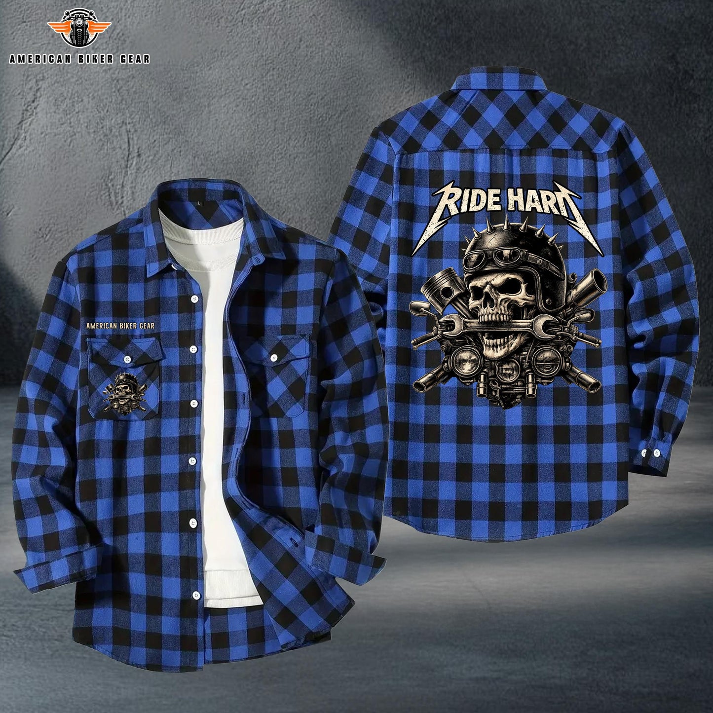Biker Personalized Casual Flannel Long Sleeve Shirt TP02