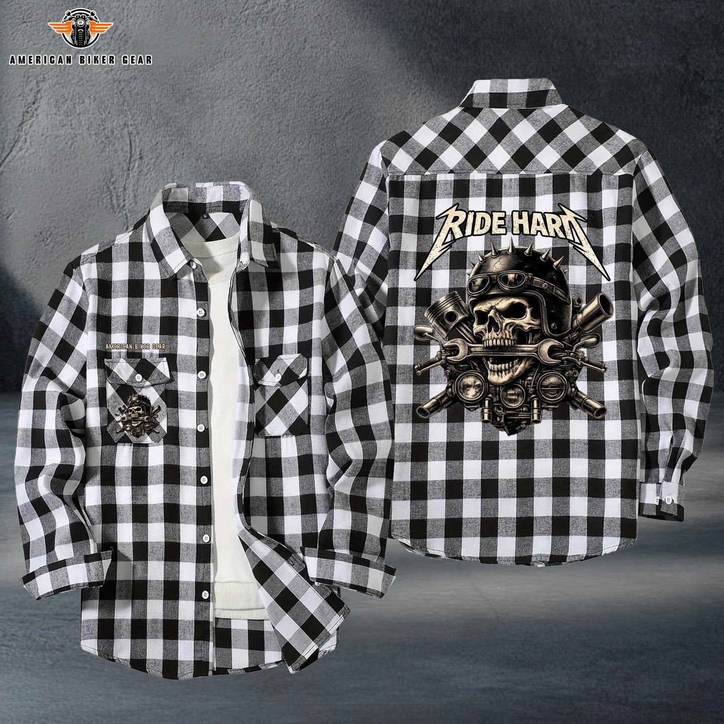 Biker Personalized Casual Flannel Long Sleeve Shirt TP02