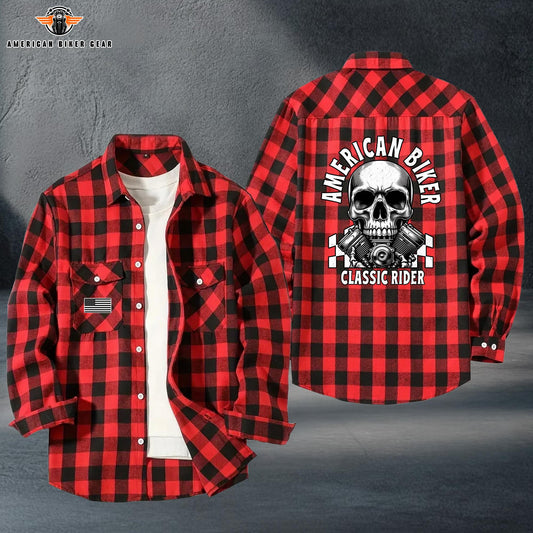 Biker Personalized Casual Flannel Long Sleeve Shirt TP03