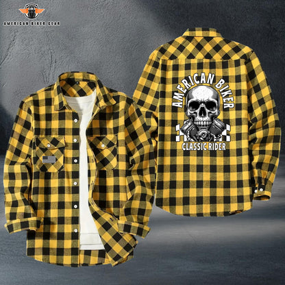 Biker Personalized Casual Flannel Long Sleeve Shirt TP03