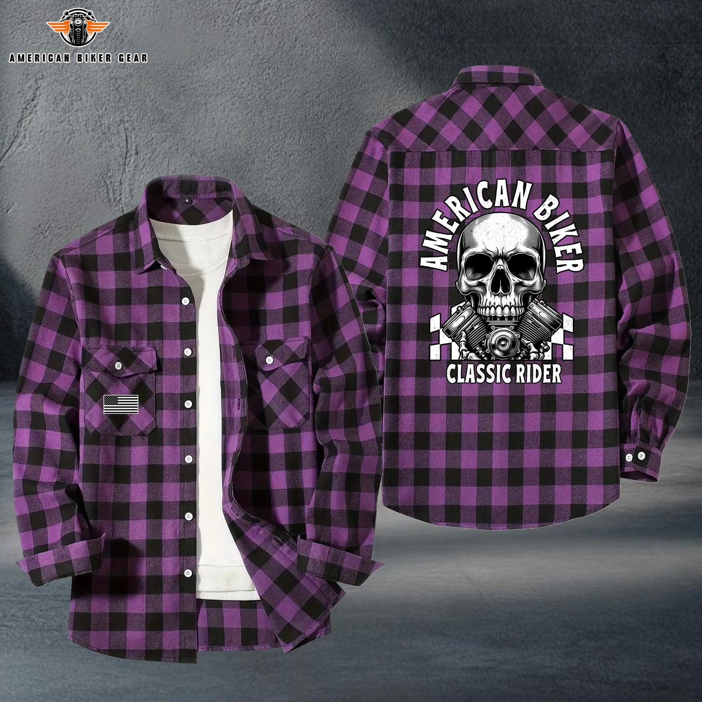 Biker Personalized Casual Flannel Long Sleeve Shirt TP03