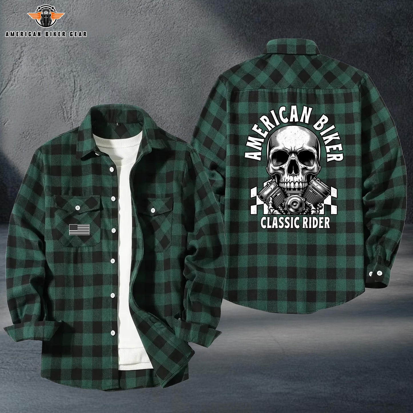 Biker Personalized Casual Flannel Long Sleeve Shirt TP03