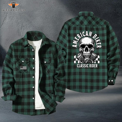 Biker Personalized Casual Flannel Long Sleeve Shirt TP03