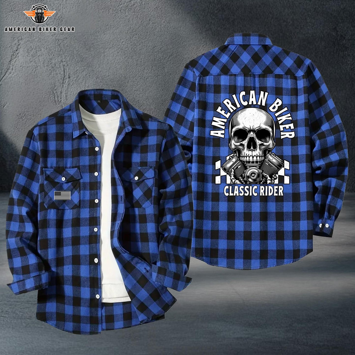 Biker Personalized Casual Flannel Long Sleeve Shirt TP03