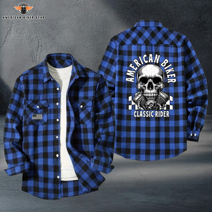 Biker Personalized Casual Flannel Long Sleeve Shirt TP03