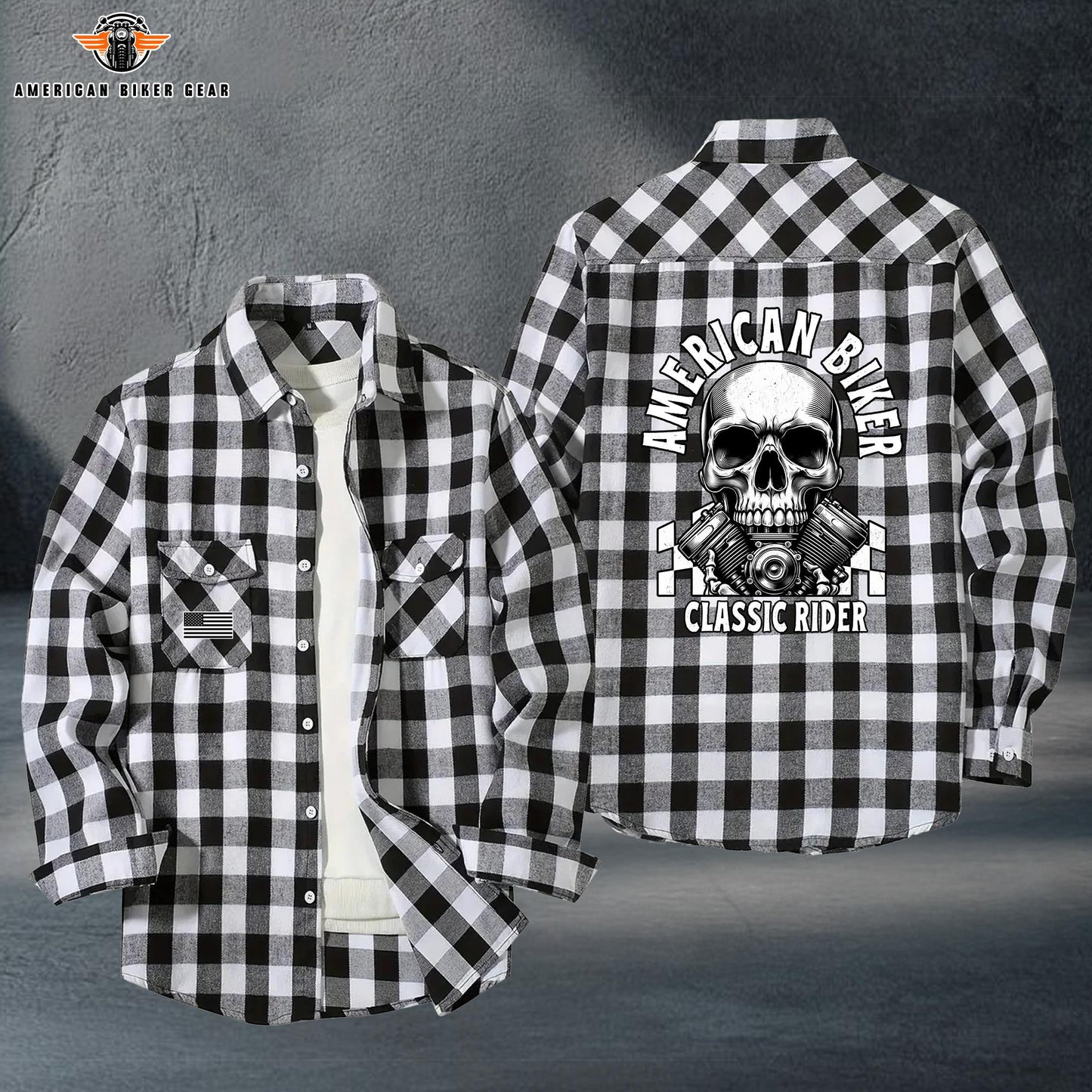 Biker Personalized Casual Flannel Long Sleeve Shirt TP03