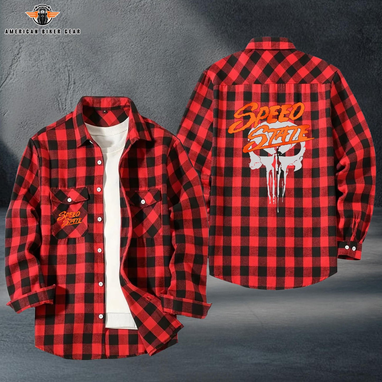 Biker Personalized Casual Flannel Long Sleeve Shirt TP04