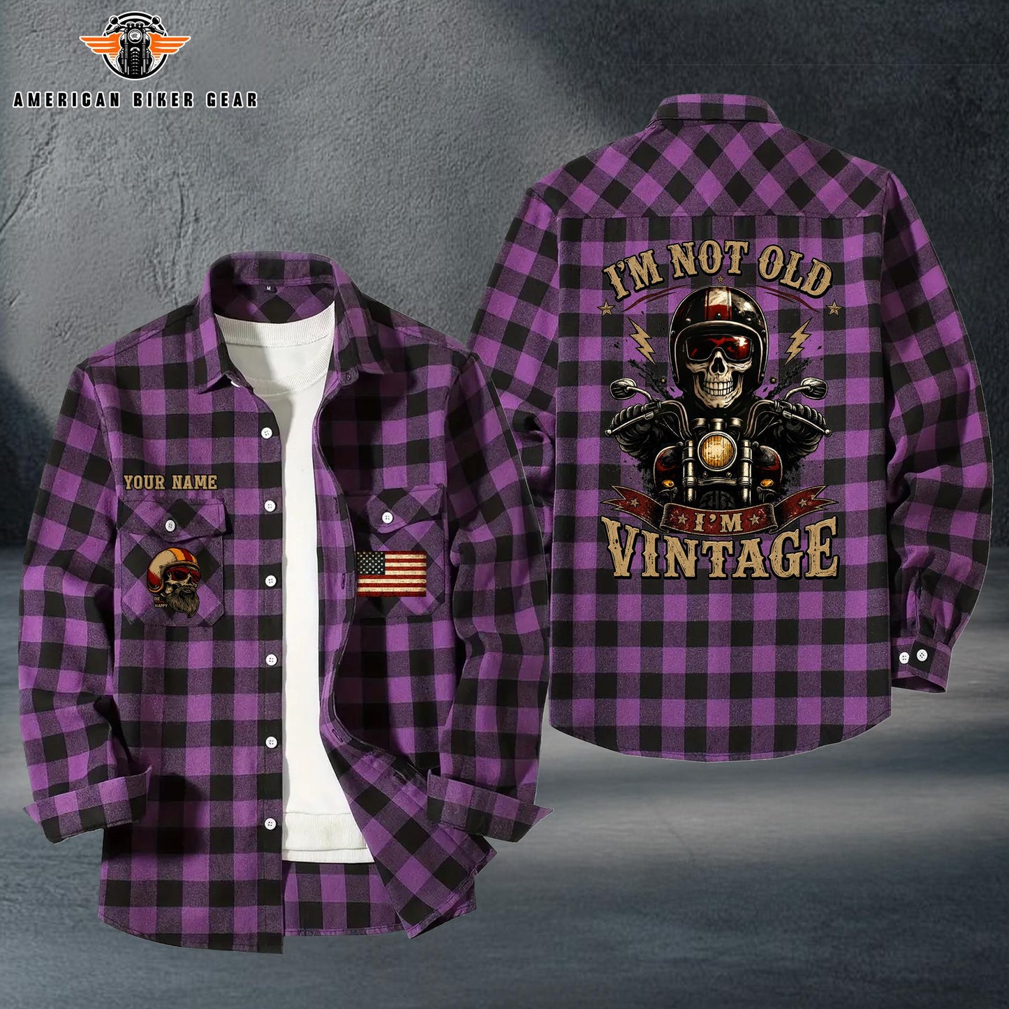 Biker Personalized Casual Flannel Long Sleeve Shirt TP10