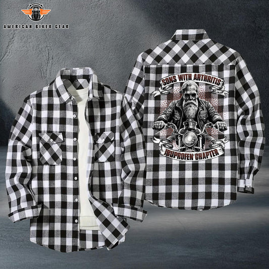 Funny Biker Plaid Casual Flannel Long Sleeve Shirt TP17