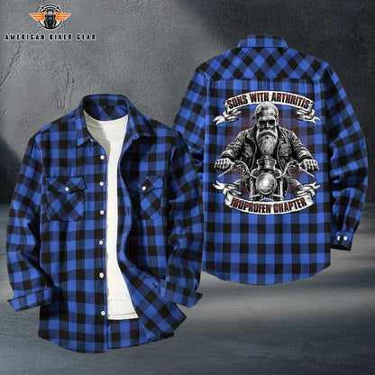 Funny Biker Plaid Casual Flannel Long Sleeve Shirt TP17