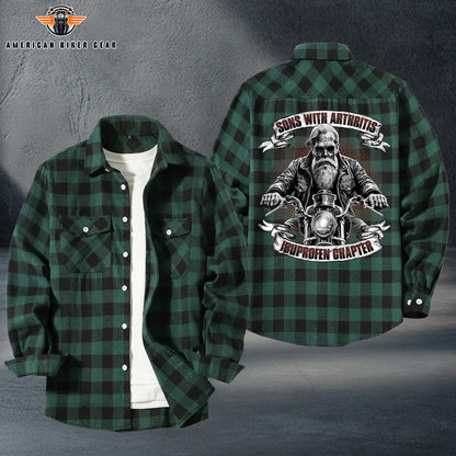 Funny Biker Plaid Casual Flannel Long Sleeve Shirt TP17