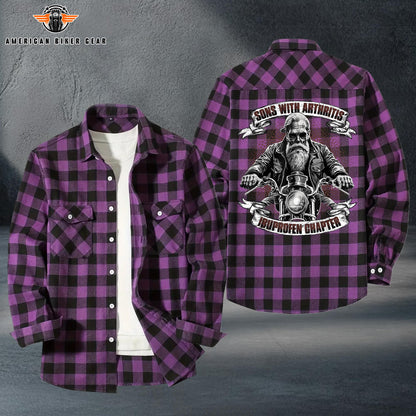 Funny Biker Plaid Casual Flannel Long Sleeve Shirt TP17