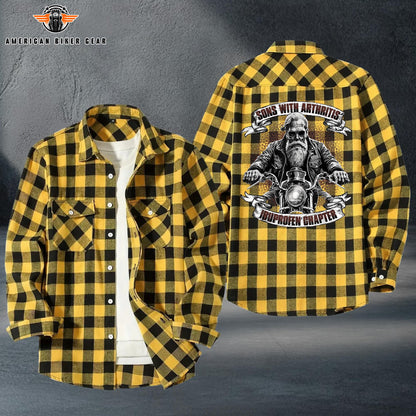 Funny Biker Plaid Casual Flannel Long Sleeve Shirt TP17