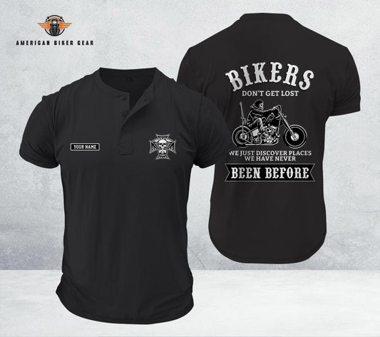 Biker Don't Get Lost Henley Shirt
