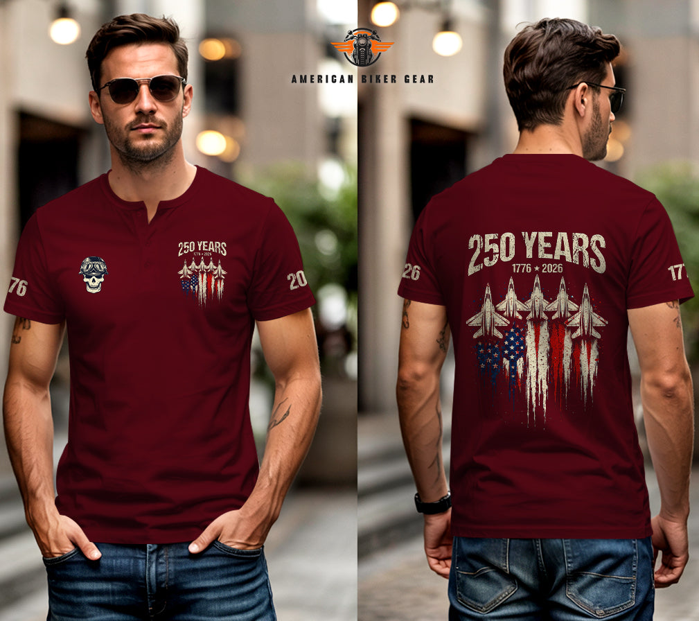 USA 250th Anniversary Personalized Henley Shirt TP12