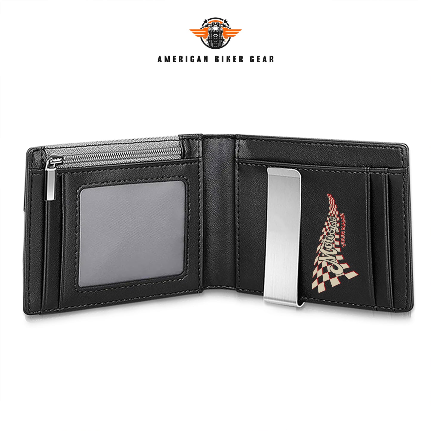Biker Personalized Leather Money Clip Slim Wallet TP04