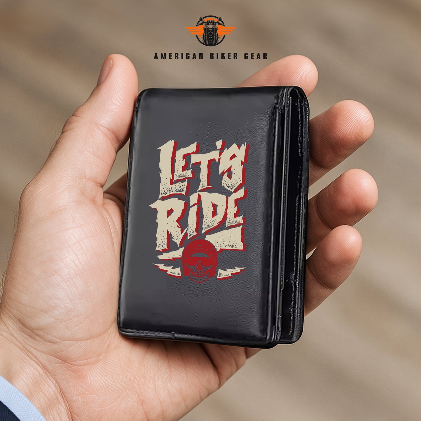Biker Personalized Leather Money Clip Slim Wallet TP04