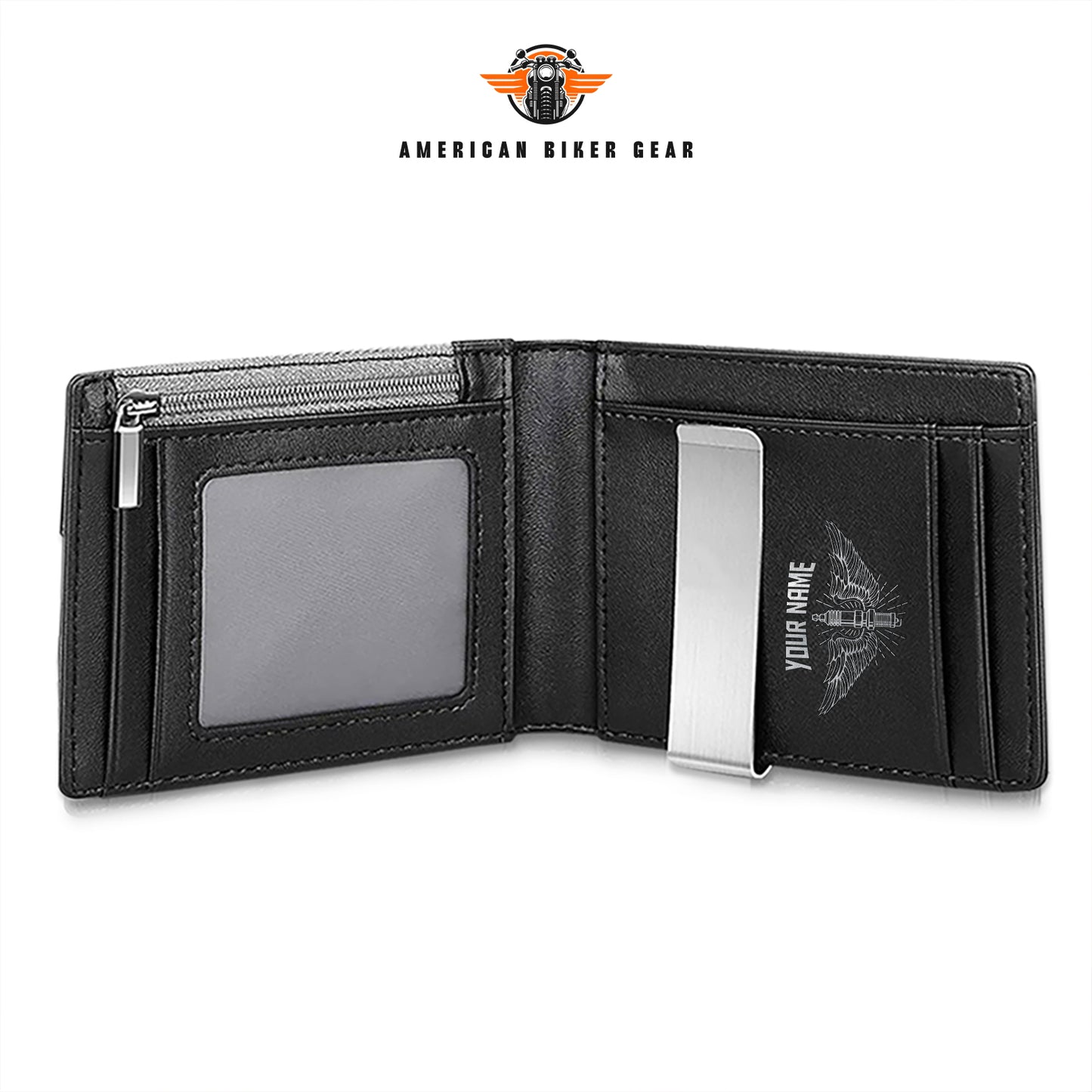Biker Personalized Leather Money Clip Slim Wallet TP05