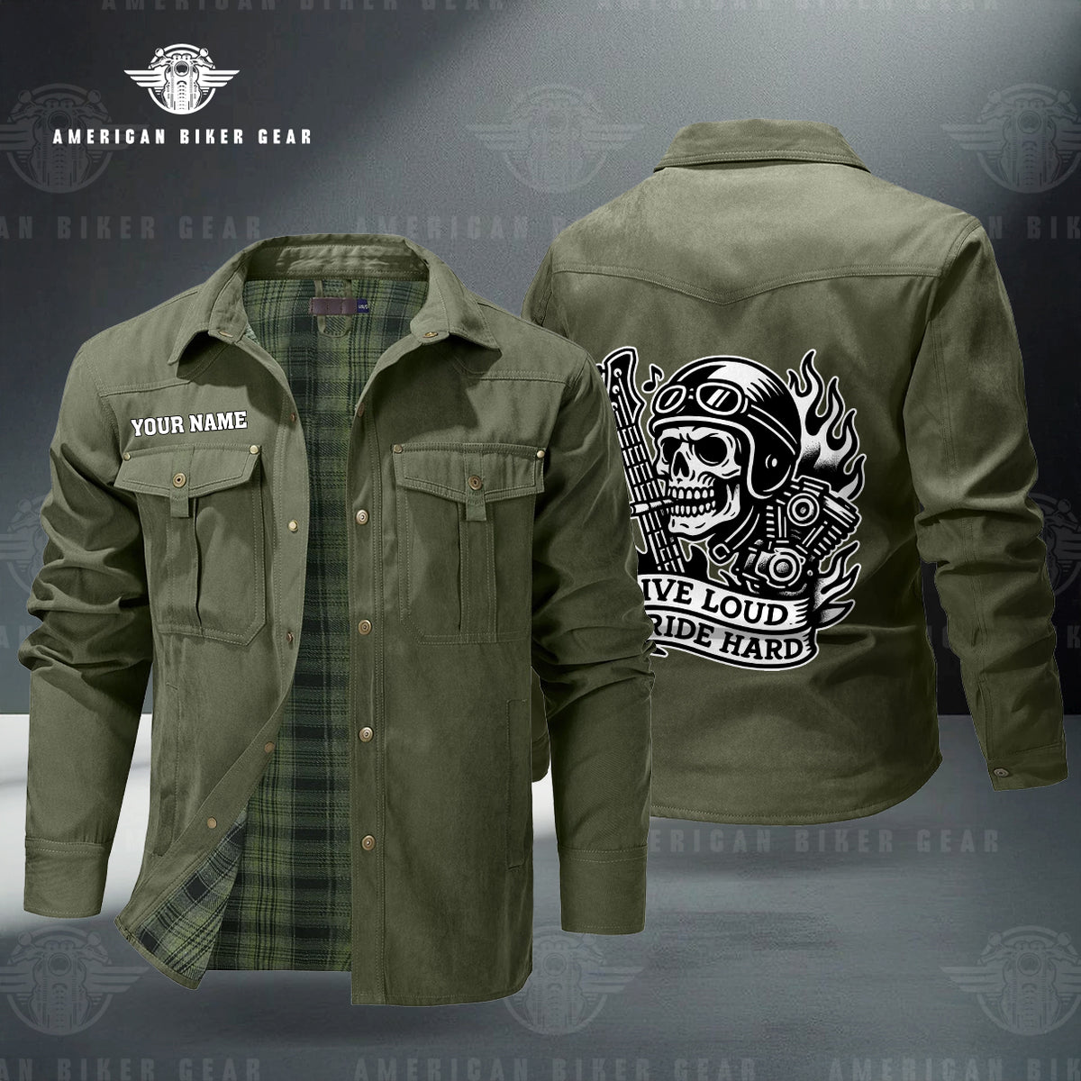 Live Loud Ride Hard Personalized Men's Jackets Flannel Lined TP12