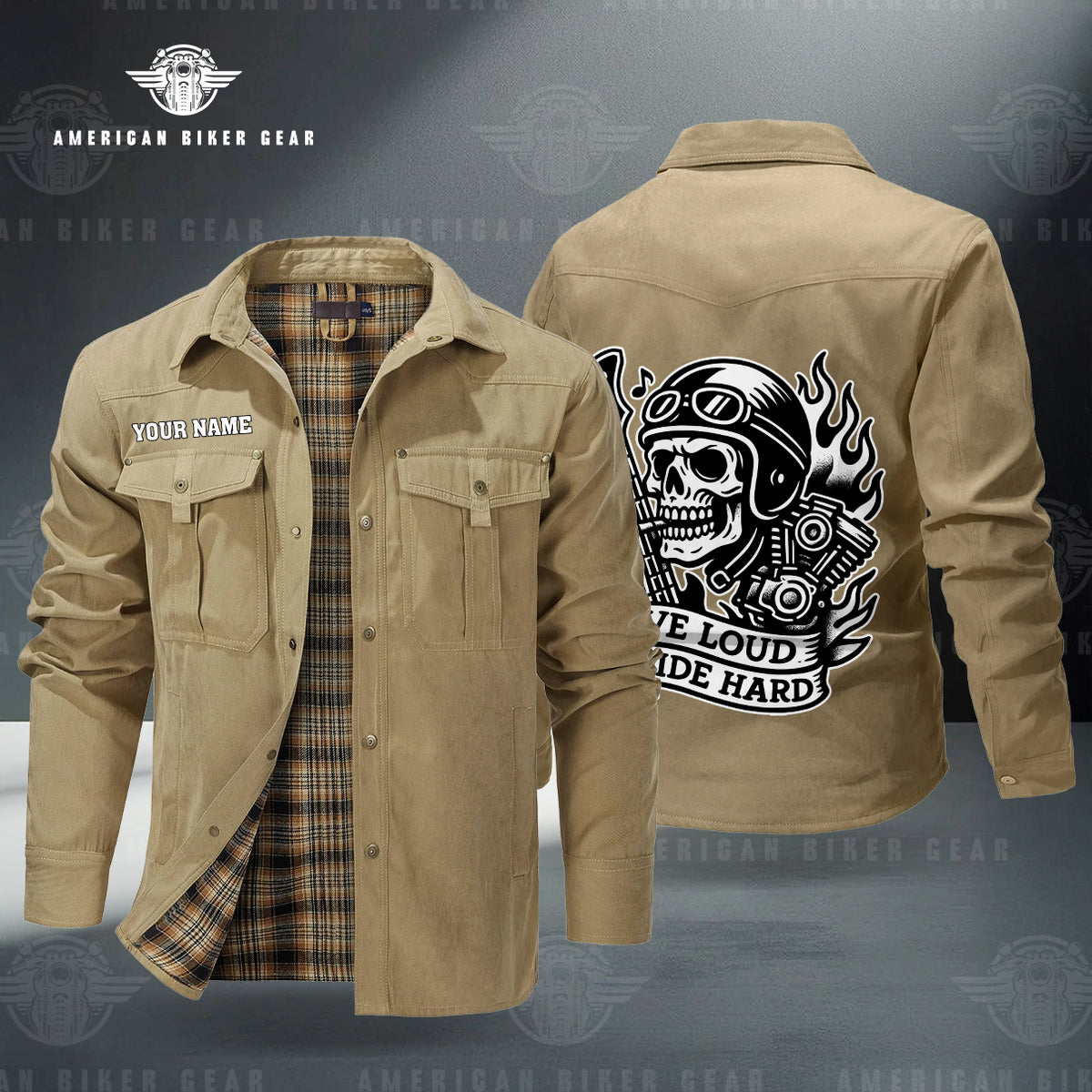 Live Loud Ride Hard Personalized Men's Jackets Flannel Lined TP12