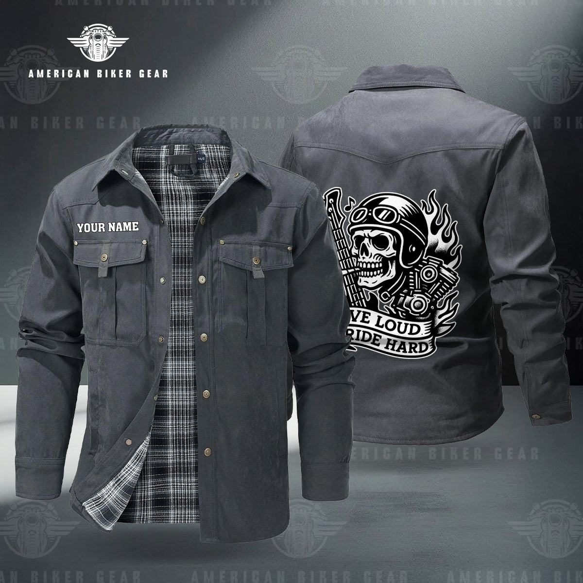 Live Loud Ride Hard Personalized Men's Jackets Flannel Lined TP12