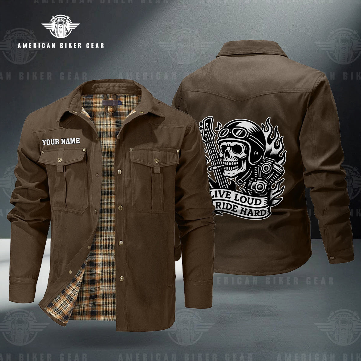 Live Loud Ride Hard Personalized Men's Jackets Flannel Lined TP12