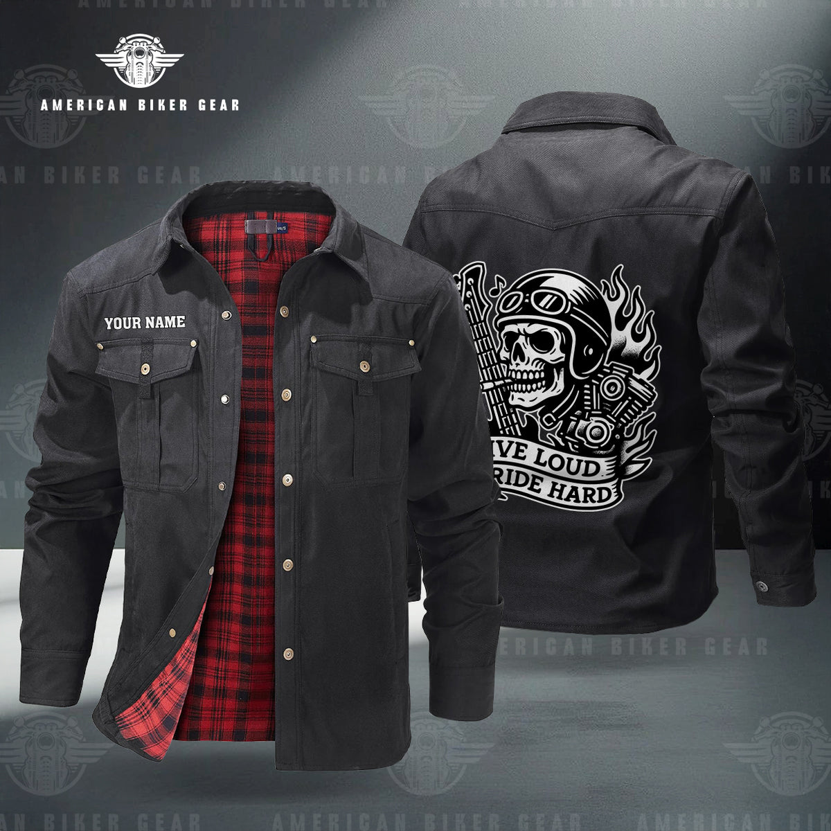 Live Loud Ride Hard Personalized Men's Jackets Flannel Lined TP12